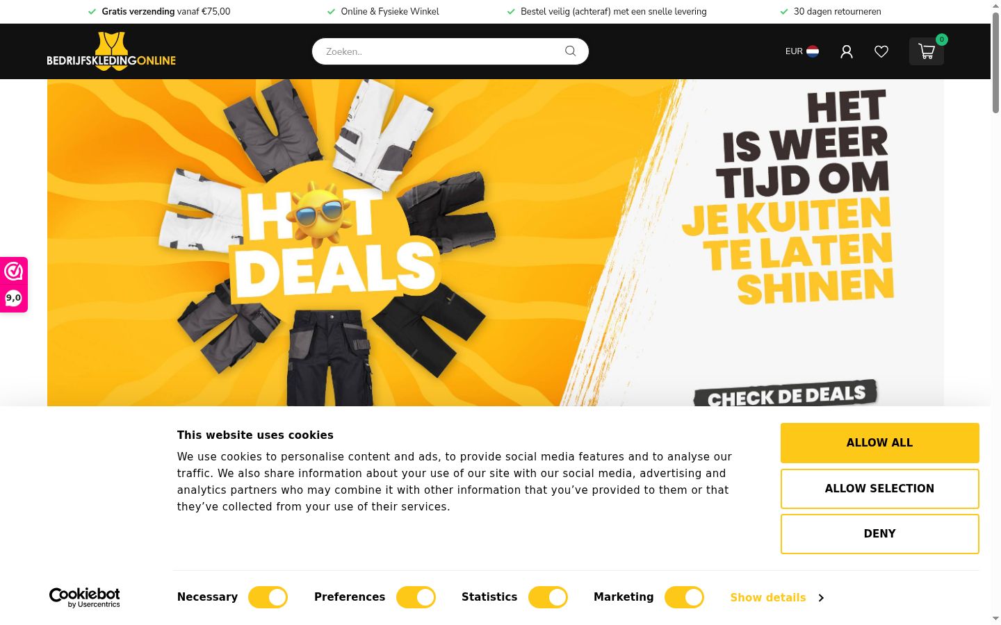 Screenshot of the consent banner shown before any interaction