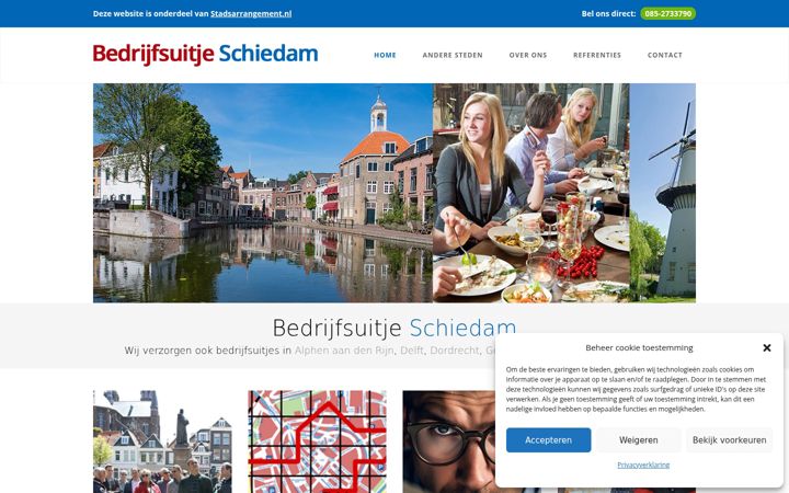 Screenshot of bedrijfsuitjeschiedam.nl