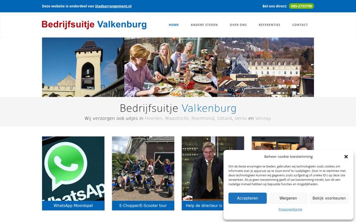 Screenshot of bedrijfsuitjevalkenburg.nl