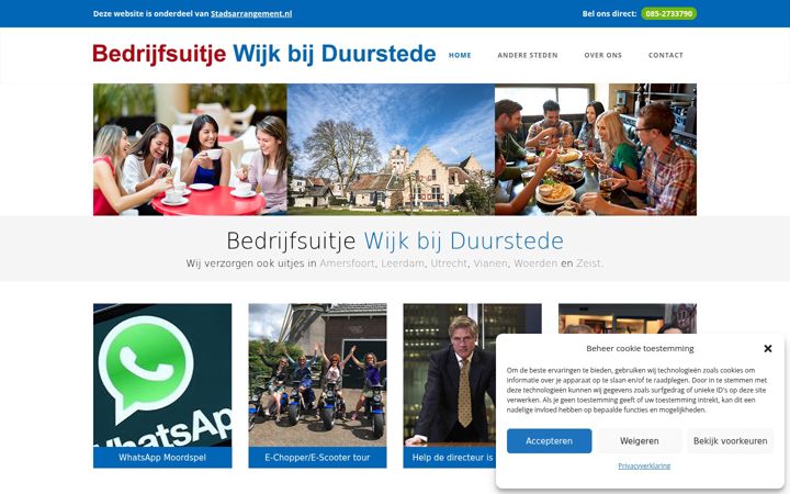 Screenshot of bedrijfsuitjewijkbijduurstede.nl