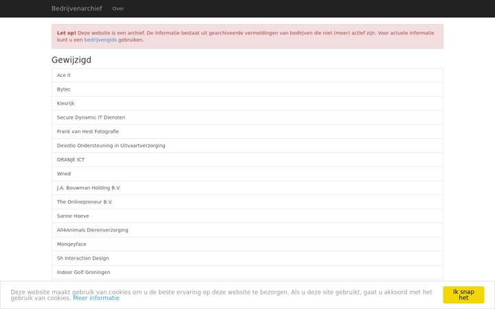 Screenshot of bedrijvenarchief.nl