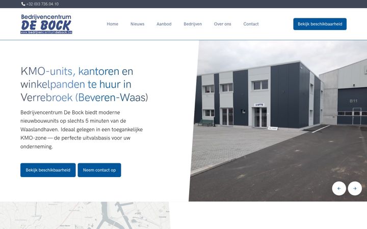 Screenshot of bedrijvencentrumdebock.be