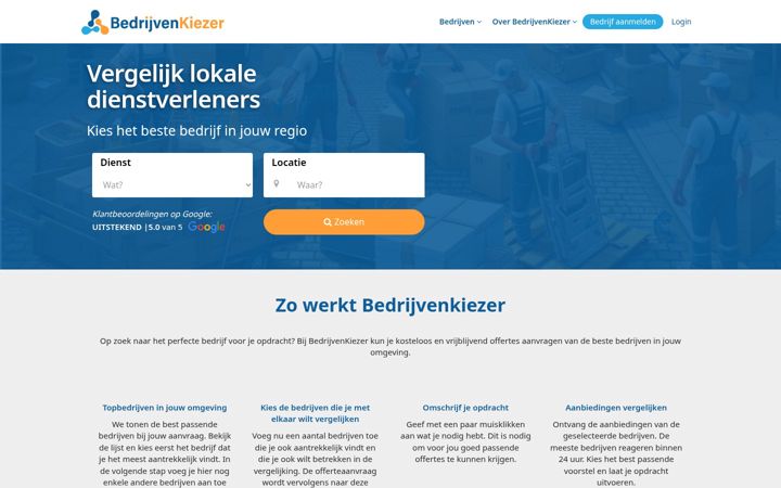 Snímek obrazovky bedrijvenkiezer.nl