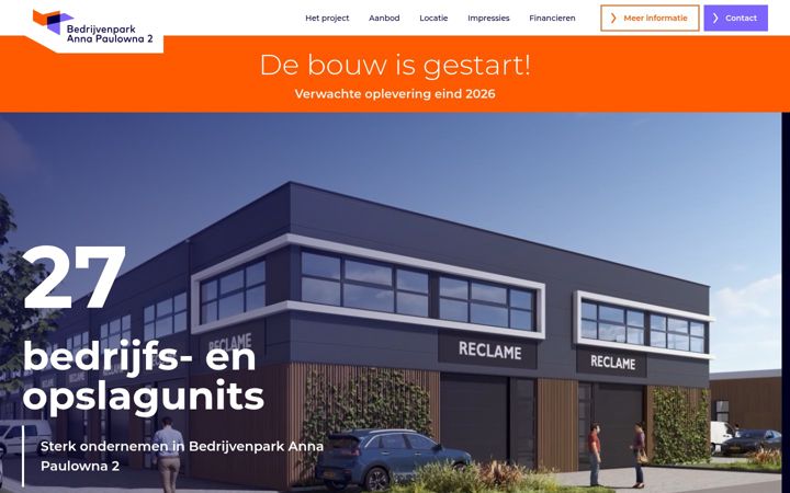 Screenshot of bedrijvenparkannapaulowna2.nl