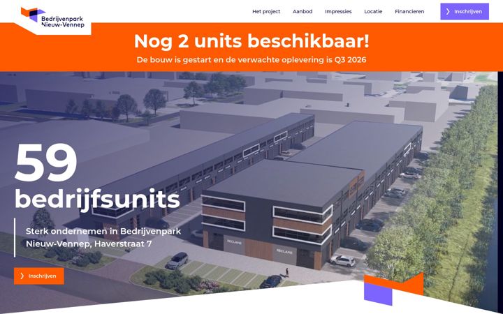 Screenshot stránky bedrijvenparknieuw-vennep.nl