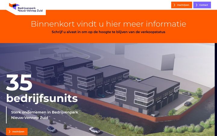 Screenshot stránky bedrijvenparknieuw-vennepzuid.nl