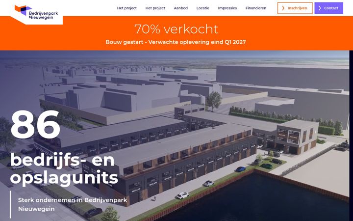 Posnetek zaslona bedrijvenparknieuwegein.nl