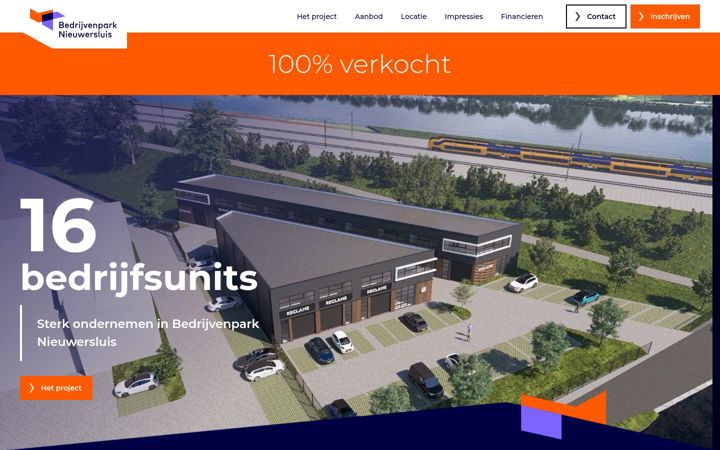 Screenshot of bedrijvenparknieuwersluis.nl