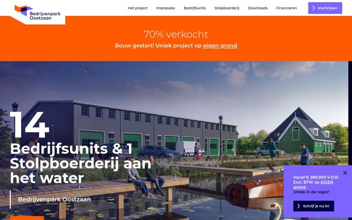 Screenshot of bedrijvenparkoostzaan.nl
