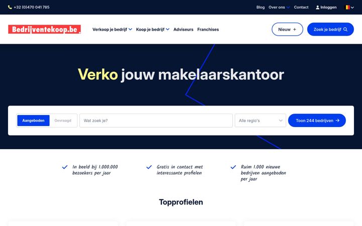 Screenshot of bedrijventekoop.be