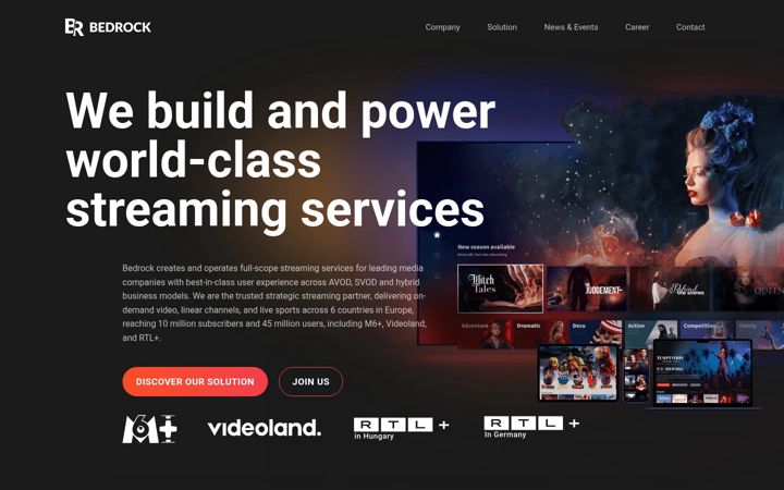 Snimka zaslona za bedrockstreaming.com