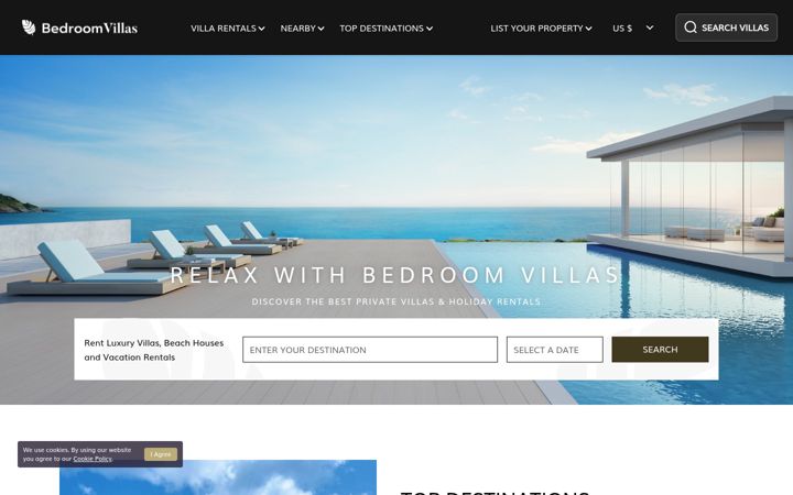 Screenshot stránky bedroomvillas.com