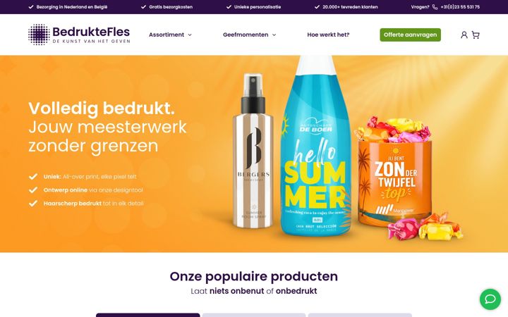 Screenshot stránky bedruktefles.nl