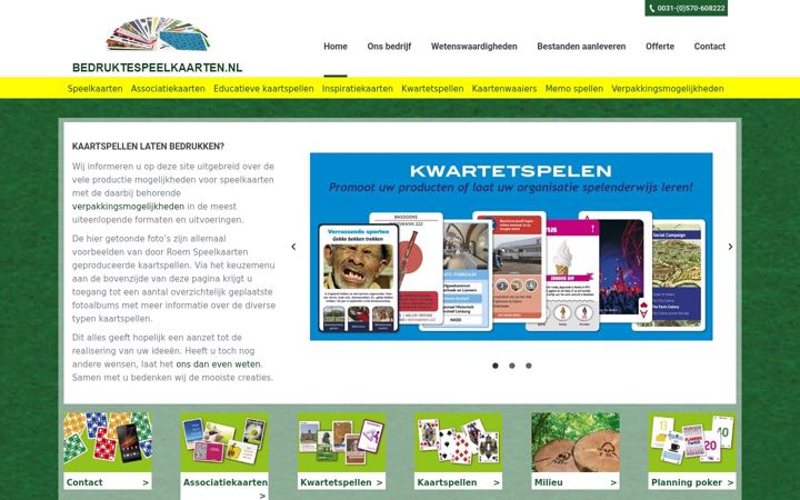 Screenshot stránky bedruktespeelkaarten.nl