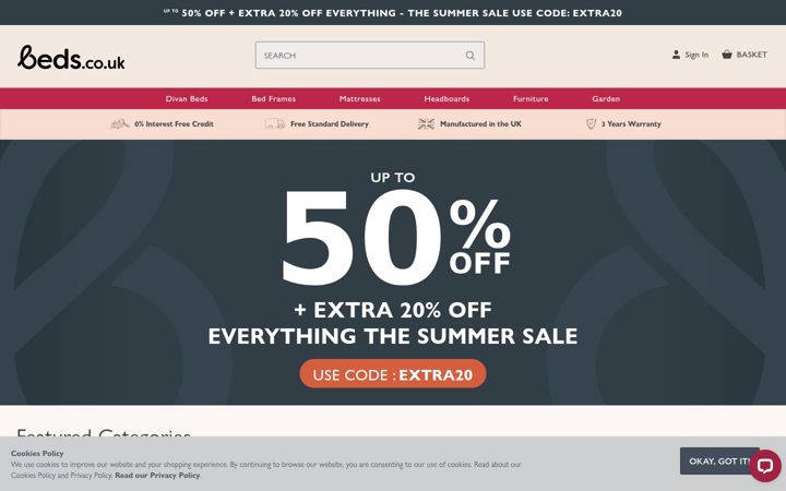 Screenshot of beds.co.uk