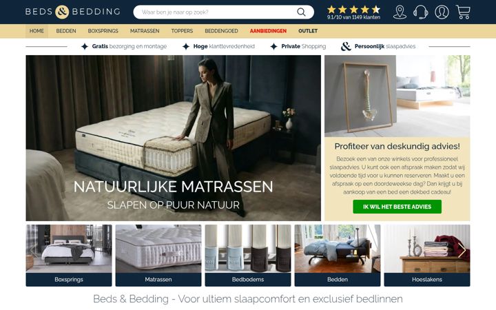 Screenshot of bedsbedding.nl