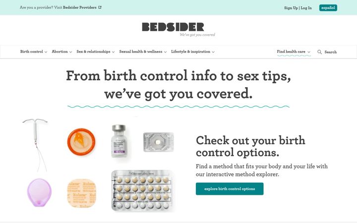 Screenshot of bedsider.org