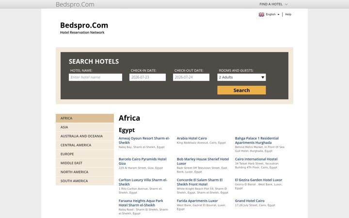 Screenshot of bedspro.com