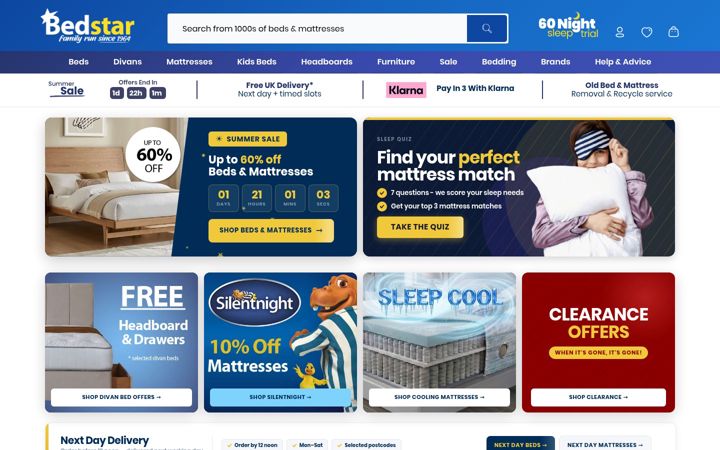 Screenshot of bedstar.co.uk