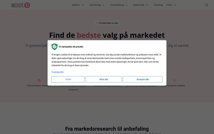 Screenshot of bedste10.dk