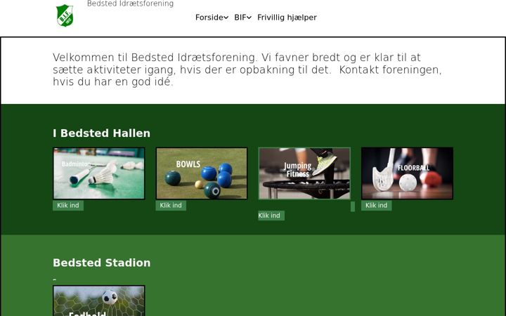 Kuvakaappaus sivustosta bedstedif.dk
