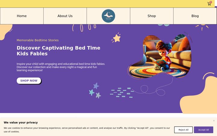 Screenshot of bedtimekidsfables.com