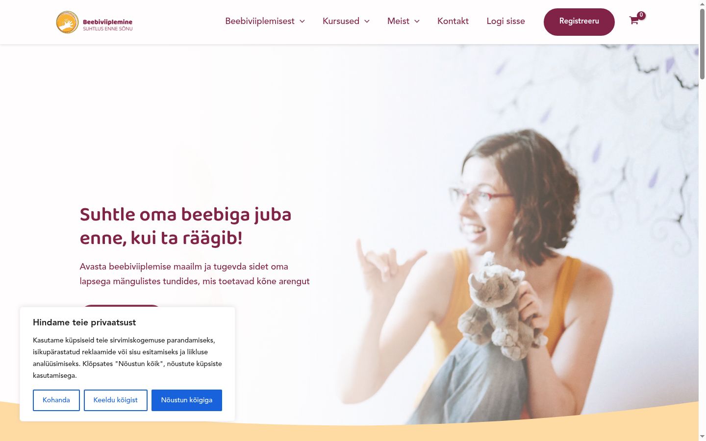Kuvakaappaus suostumusbannerista, joka näytettiin ennen mitään vuorovaikutusta