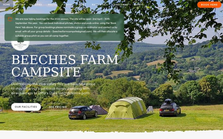 Screenshot of beechesfarmcampsite.co.uk