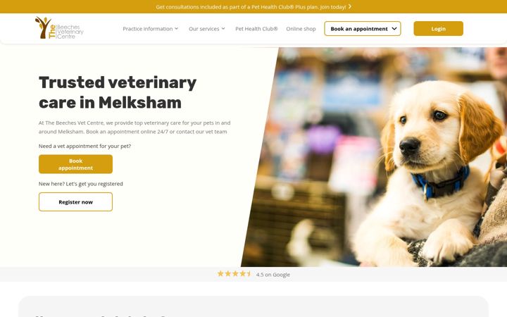 Screenshot of beechesveterinarycentre.co.uk
