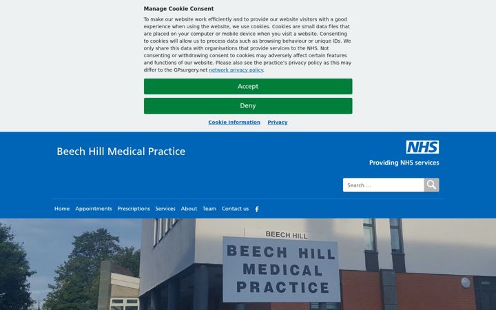 Screenshot of beechhillmedical.nhs.uk