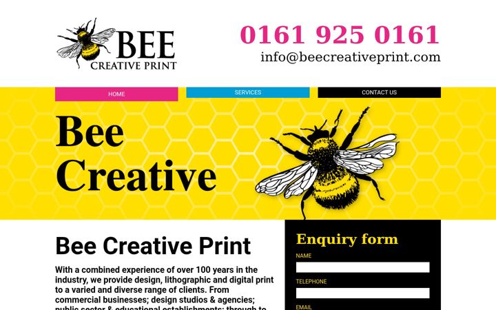 Screenshot of beecreativeprint.co.uk
