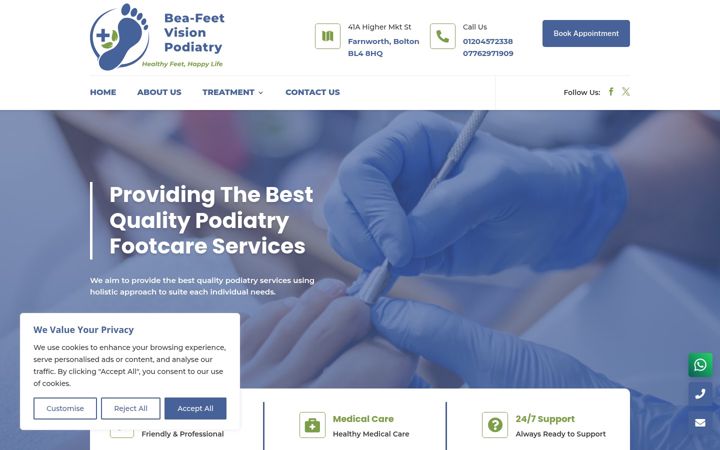 Zrzut ekranu beefeetvisionpodiatry.co.uk