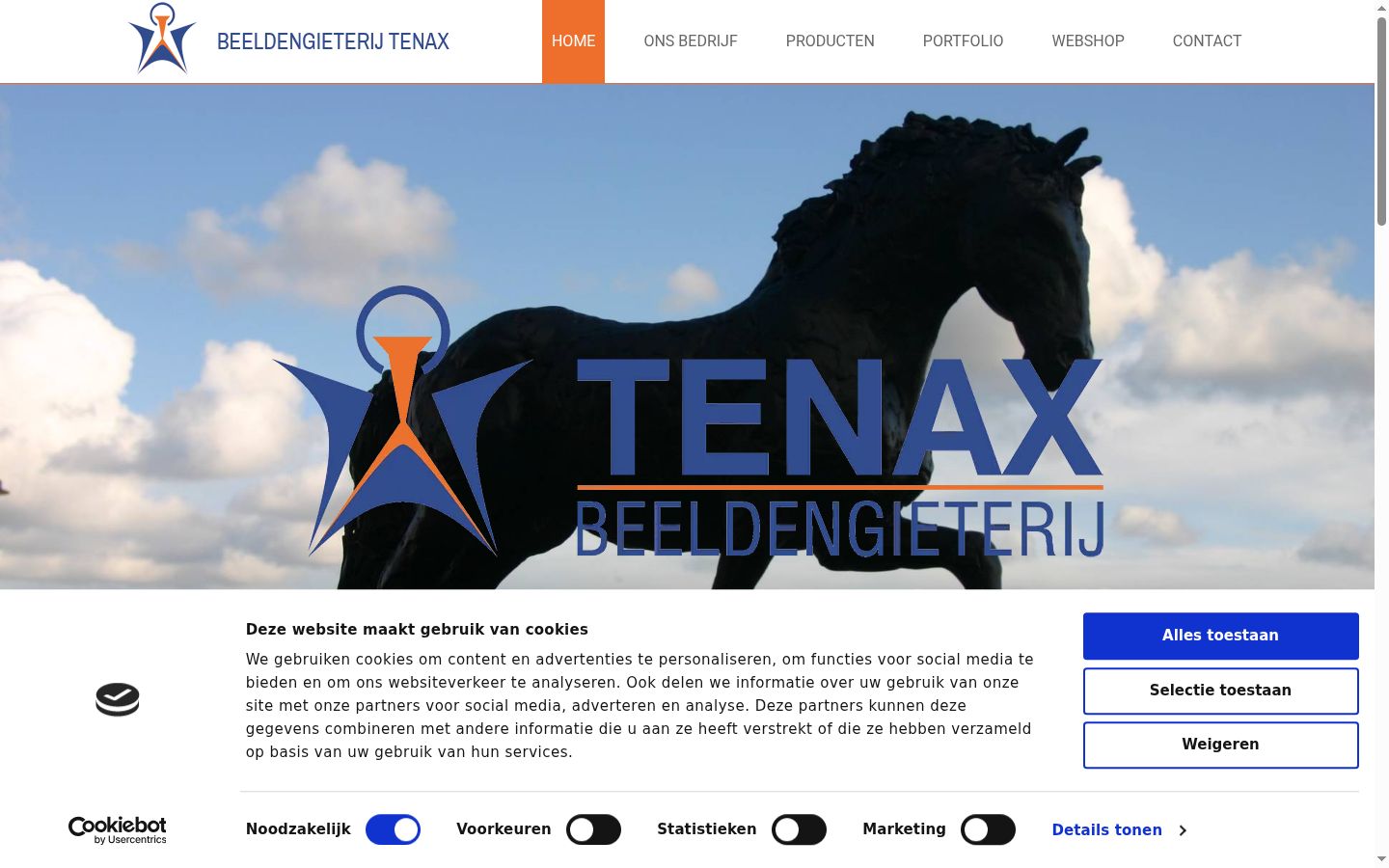 Screenshot van de toestemmingsbanner zoals getoond vóór enige interactie