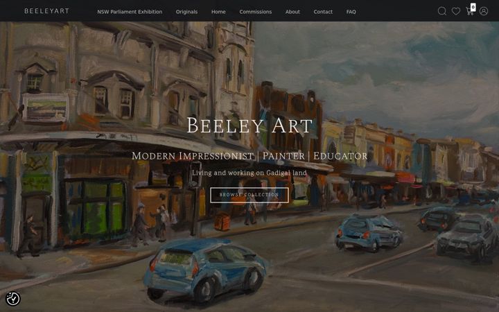 Screenshot of beeleyart.com.au