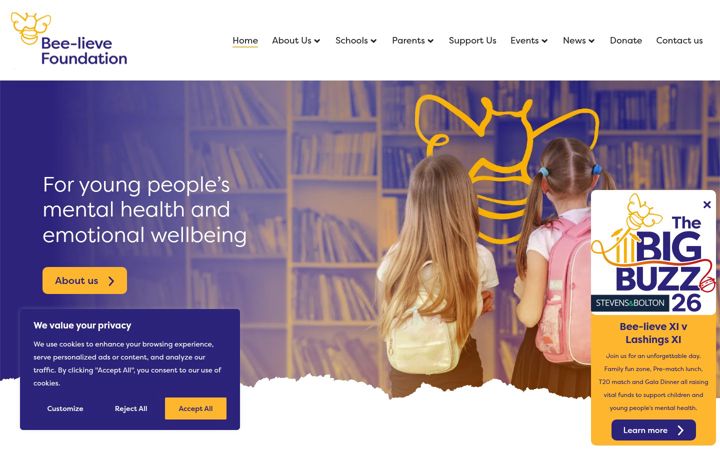 Screenshot di beelievefoundation.co.uk