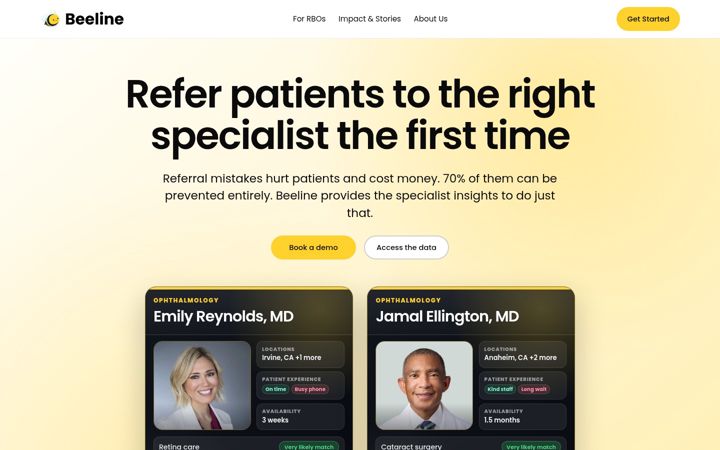 Screenshot of beeline.health