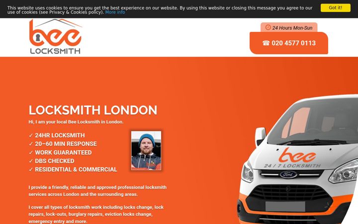Screenshot of beelocksmith.co.uk