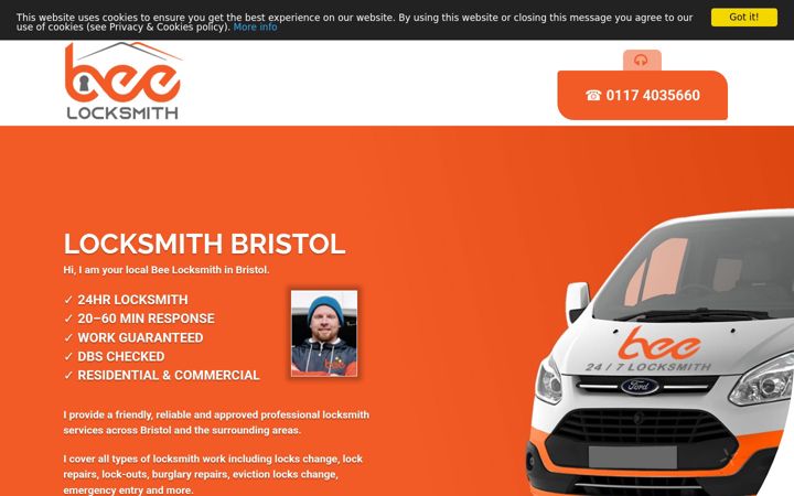 Screenshot of beelocksmithbristol.co.uk
