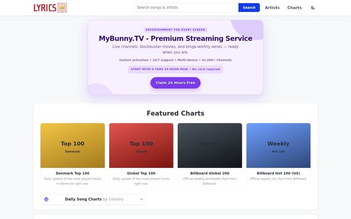 Screenshot of beelyrics.net