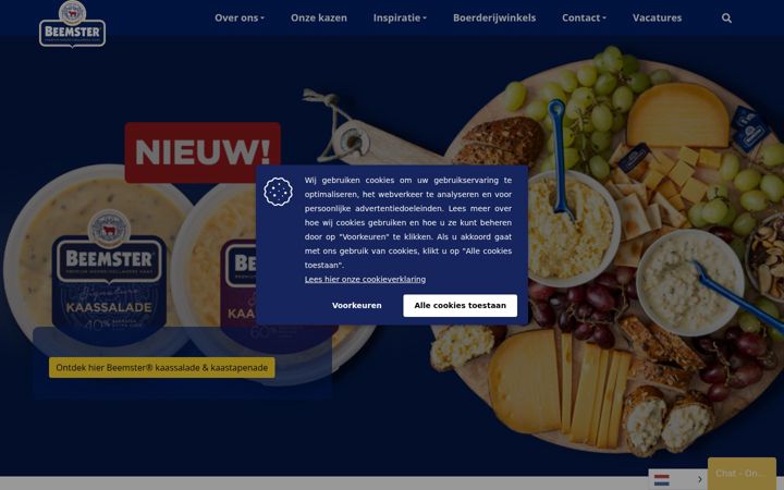 Screenshot of beemsterkaas.nl