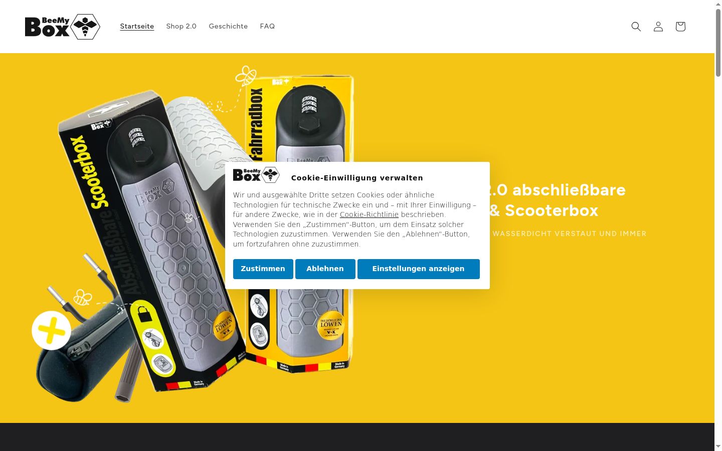 Screenshot del banner di consenso mostrato prima di qualsiasi interazione