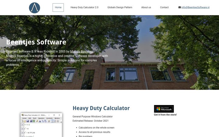 Skärmbild av beentjessoftware.nl