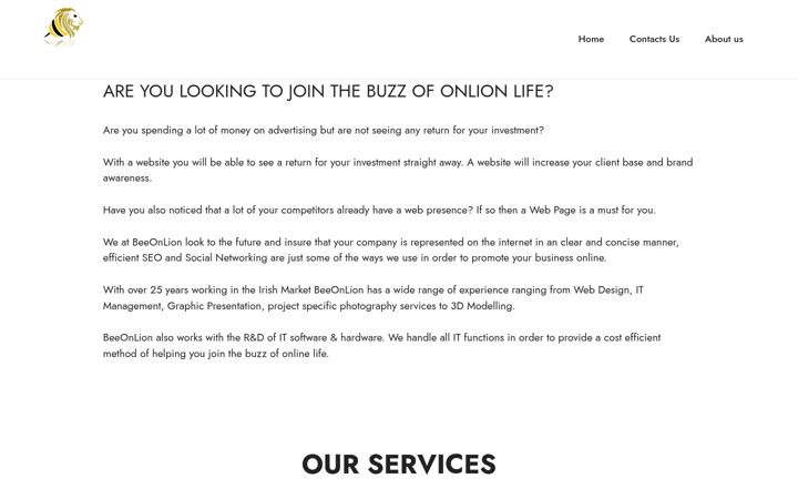 Screenshot of beeonlion.ie