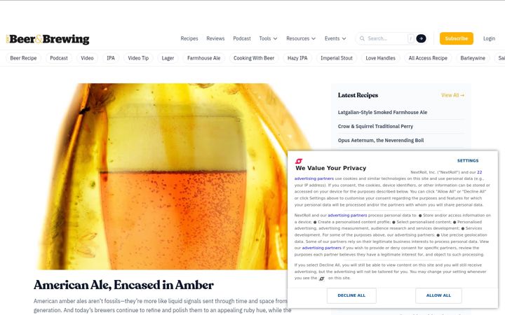 Screenshot of beerandbrewing.com
