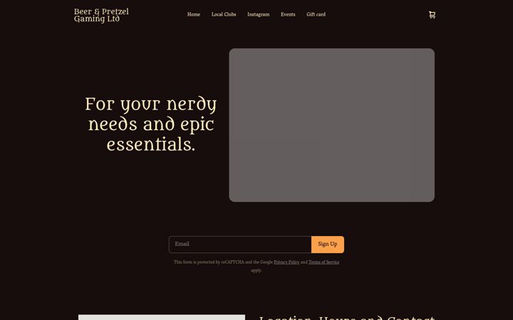 Screenshot stránky beerandpretzelgaming.square.site