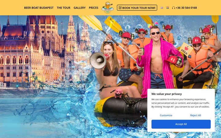 Screenshot of beerboat-budapest.com
