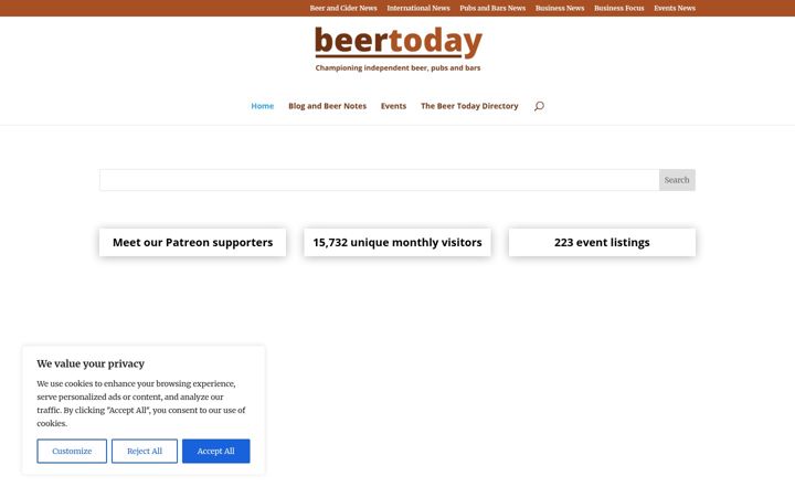 Screenshot ta' beertoday.co.uk