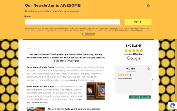 Screenshot of beeskneesestatesales.com