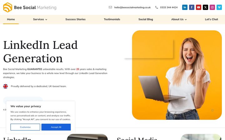 Screenshot of beesocialmarketing.co.uk
