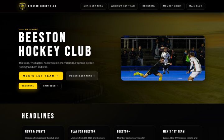 Screenshot of beestonhockeyclub.com